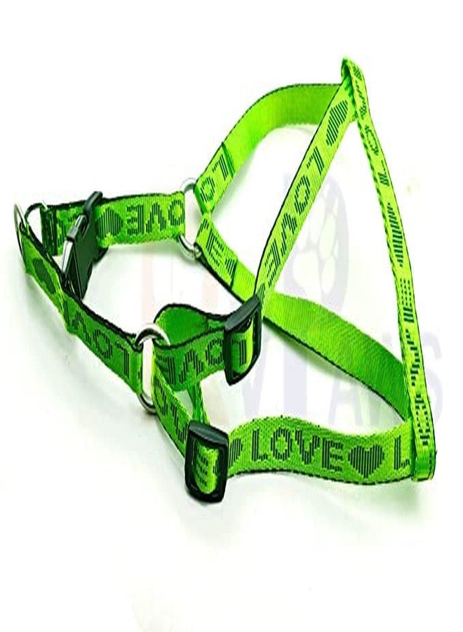 Pups&Pets Combo 15 MM Nylon Love Printed Harness and Adjustable Leash Set | 0.5 Inch Harness Set Dogs and Puppies (Light Green) - Image 2